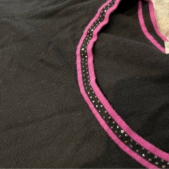 Vintage Y2K Sweater Rhinestone Beaded Sweater Purple Black Sweater Fall Winter - Picture 6 of 10